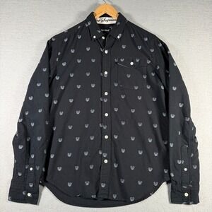 Kidrobot Mens Bear Graphic Print Button Down Shirt Black White MS14Z134 Small